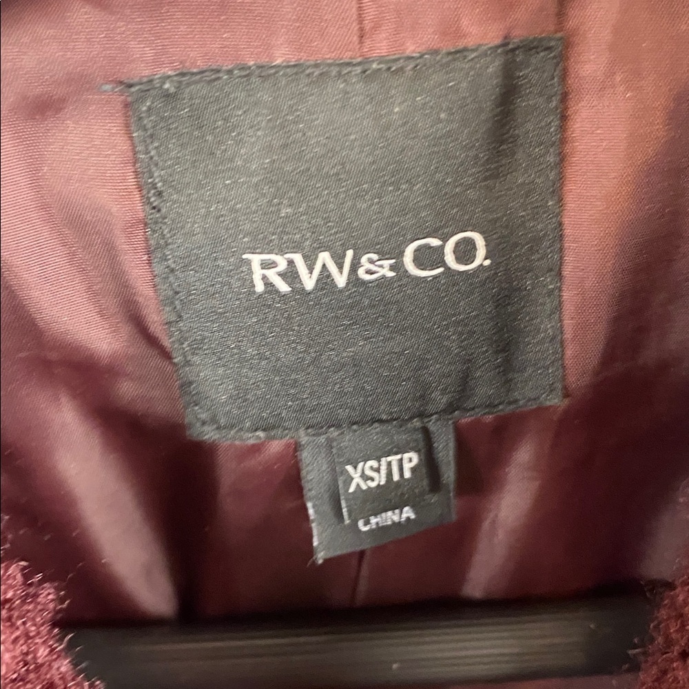 RW&CO Maroon Red Teddy Double Breasted Long Cozy Layering Coat Sz XS - Picture 14 of 16